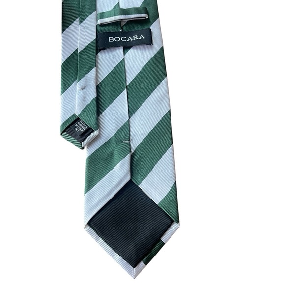 Men’s Silk Neckties Pair Blue Floral Oscar Dela Renta Green Stripe Bocara Preppy - Picture 5 of 7